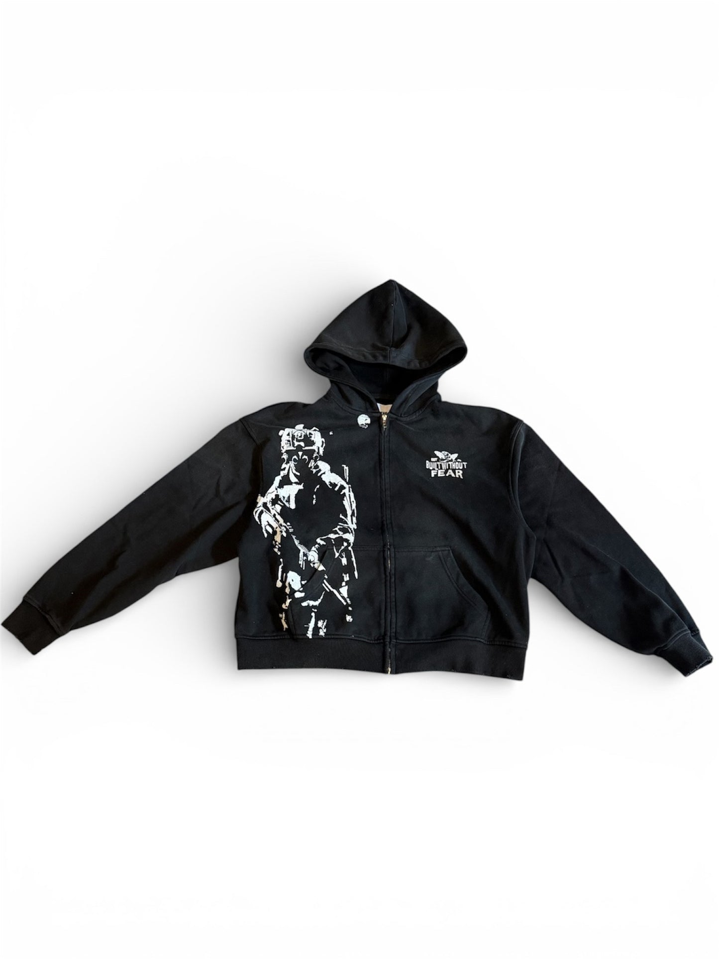 Black Military Zip Up Hoodie